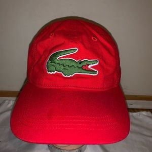 Red Lacoste Hat w/ Green Alligator Logo.